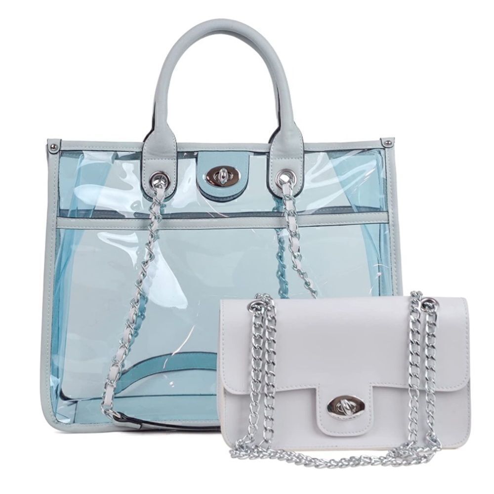 Large Clear Tote Bag Set Blue